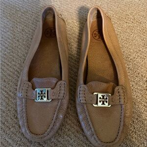 Tory Burch Tan Leather Driver Loafers for Women